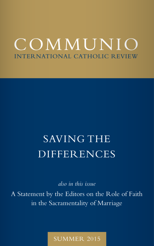 Cover of Communio, Summer 2015, Vol. 42, No. 2