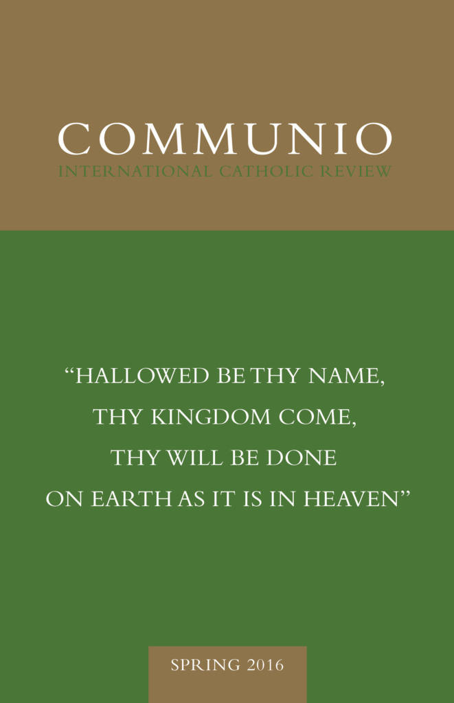 Cover of Communio, Spring 2016, Vol. 43, No. 1