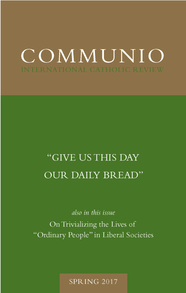Cover of Communio, Spring 2017, Vol. 44, No. 1